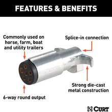 CURT 58080 Trailer-Side 6-Pin Round Wiring Harness Plug