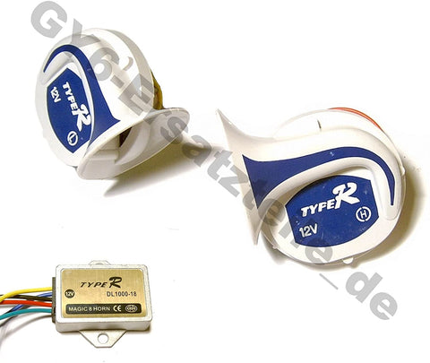 MAGIC 18 HORN 12 V 410-510HZ MULTI SOUND GY6 PARTS 2 & 4STROKE UNIVERSAL SCOOTER MOPED ATV QUAD BUGGIE BOAT GOLF CART MAY FIT TAOTAO ROKETA JONWAY BMS PEACE SUNL TANK JMSTAR JCL ZNEN YAMAHA SCHWINN