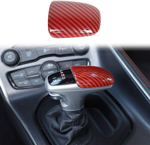 Voodonala for Challenger Charger Gear Shift Trim Knob for 2015-2020 Dodge Challenger Charger, ABS Navy Blue Carbon Fiber