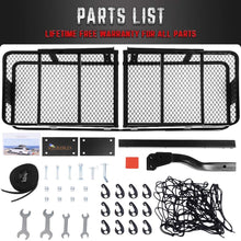 KING BIRD Upgraded Extra-Thick Steel Shank 550 lbs Capacity 60" x 24" x 6" Folding Cargo Carrier with Elastic Net and Packing Straps, Hitch Mount Luggage Basket Fits to 2-Inch Receiver