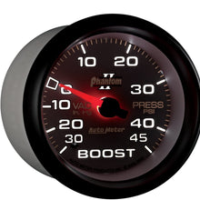 Auto Meter 7808 Phantom II 2-5/8" 30 in Hg.-45 PSI Mechanical Boost-Vacuum Gauge