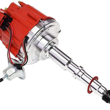 A-Team Performance HEI Complete Distributor 65,000-volt Coil Male Cap Compatible with AMC Jeep V8 290, 304, 343, 360 390 401 One Wire Installation, Red Cap