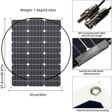 GIARIDE 50W 18V 12V Solar Panel Monocrystalline Cell Flexible Bendable Lightweight Waterproof Off-Grid Solar Power System Charger for RV, Boat, Caravans, Motorhome, Camping and 12V Battery Charging