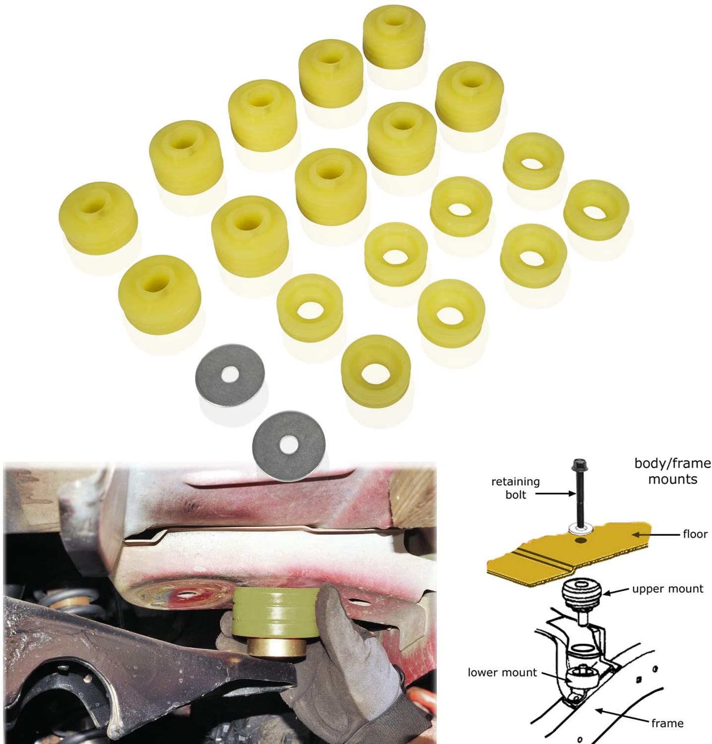 Polyurethane Body Mounts KF04050BK Fit for Ford F250/350 1999 to 2017 2/4WD