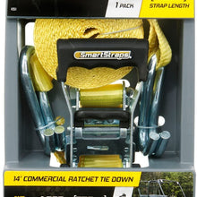 SmartStraps 14-Foot Ratchet Straps (2pk)-5,000 lbs Break Strength-1,667 lbs Safe Work Load Commercial Tie-Downs Designed for Heavy-Duty Cargo Transport-Safely Haul Your Equipment-Flatbed or Trailer