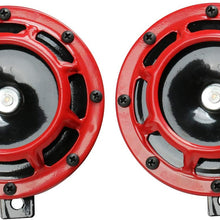 Novelbee 12V 110db Electric Super Horn with Bracket,High Tone and Low Tone Metal Twin Horn Kit for Boat,Car,Truck,Motorcycle (Red)