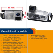 Reversing Vehicle-Specific Camera Integrated in Number Plate Light License Rear View Backup Camera Compatible with R35 GTR 250GT Fairlady 350Z 370Z Cube Livina Geniss Tiida