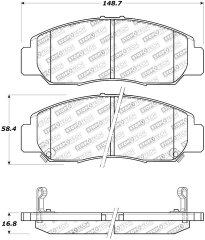 StopTech 308.09590 Street Brake Pads; Front with Shims and Hardware