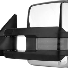 SCITOO Power Heated Chrome Smoke Led Signals Towing Mirrors fit 2003-2006 for Chevy for GMC Silverado Sierra (07 Classic Models) Side Mirror Pair Set