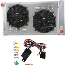 OzCoolingParts 4 Row Core Aluminum Radiator + 2 x 12" Fan w/Louver Shroud + Thermostat/Relay Wire Kit for 1967-1972 68 69 70 71 Chevy C10 C20 K10 K20 K30 Pickup Trucks and GMC More Models