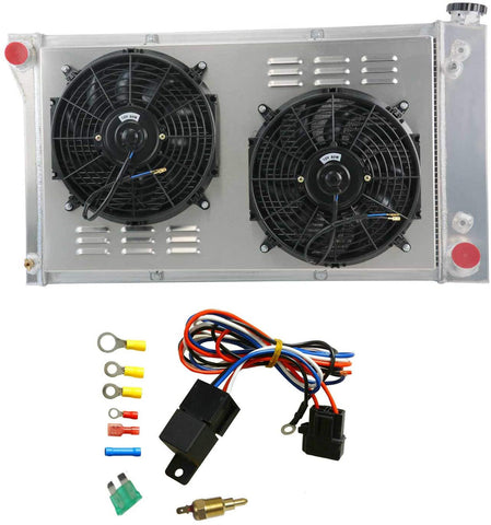 OzCoolingParts 3 Row Core Aluminum Radiator + 2 x 12