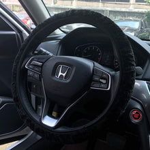 KAFEEK Long Microfiber Plush Steering Wheel Cover for Winter Warm, Universal 15 inch, Anti-Slip, Odorless, Black