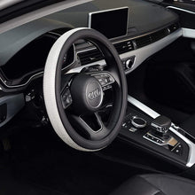 KAFEEK Diamond Leather Steering Wheel Cover with Bling Bling Crystal Rhinestones, Universal 15 inch Anti-Slip, Black Microfiber Leather White Diamond.