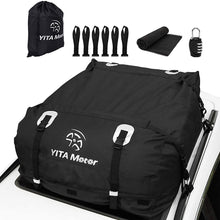 YITAMOTOR Cargo Top Carrier Roof Bag, 19 Cubic ft Car 600D PVC Rooftop Travel Storage Luggage Bag Box Soft-Shell for Cars with or Without Racks (Door Hooks/Anti-Slip Mat/Lock inclued )