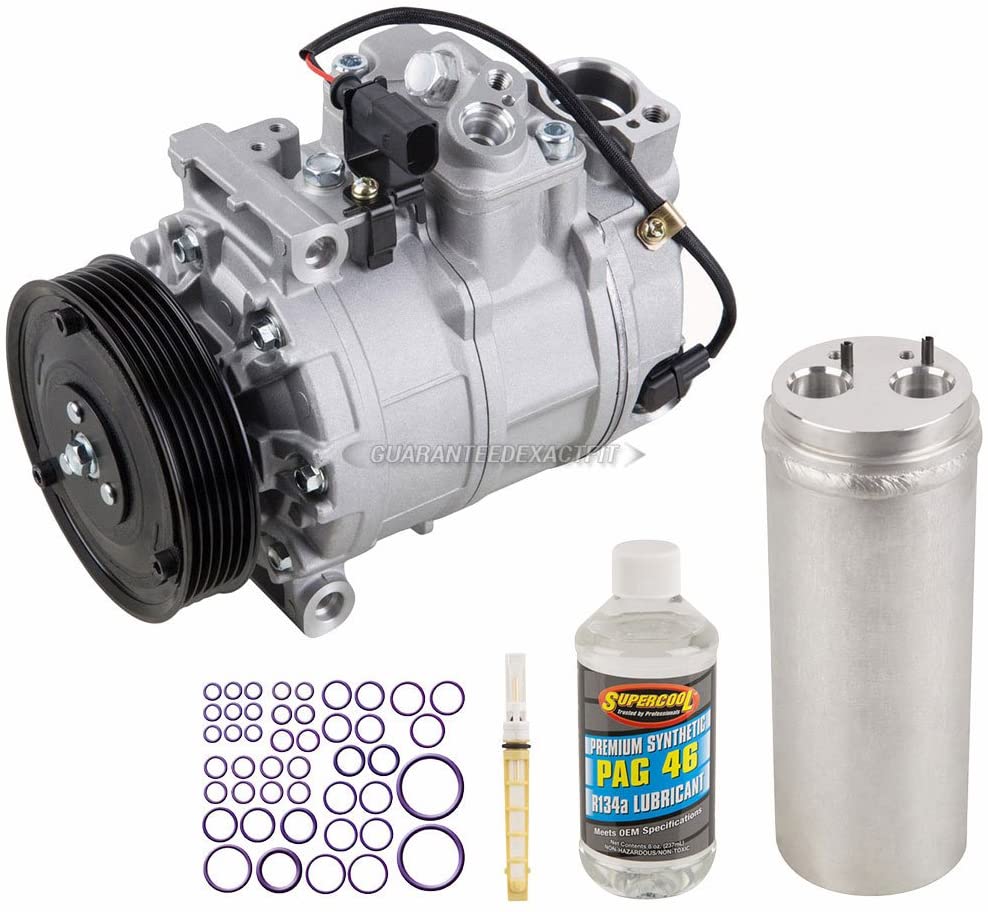 AC Compressor & A/C Kit For Audi A4 B6 2003 2004 2005 2006 - Includes Drier Filter, Expansion Valve, PAG Oil & O-Rings - BuyAutoParts 60-81215RK NEW