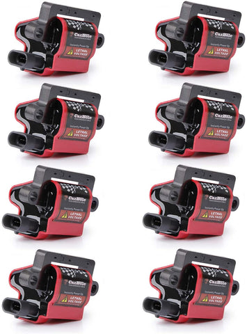 CarBole High Performance 8 PCS D581 Square Type Ignition Coils Pack for WORKHORSE MERCRUISER CHEVROLET GM Round Style 12573190 UF271, C1208, 12558693, 39288925 (D581-Square Coils)