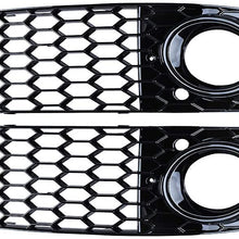 Astra Depots A Pair Mesh Style Plated Front Bumper Car Fog Light Cover Vent Grille Compatible with Audi A4 B8 2008-2012 2009 2010 2011