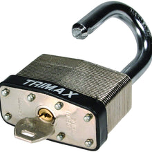 Trimax TLM2150 Dual Locking 65mm Solid Steel Laminated Padlock with 1.5" x 7/16" Dia. Shackle