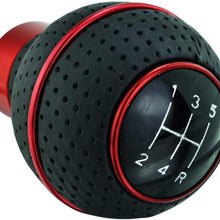 Abfer Shift Knob 5 Speed Leather Gear Shifter Car Shifting Stick Ball Knobs for Most Manual Vehicle, Blue