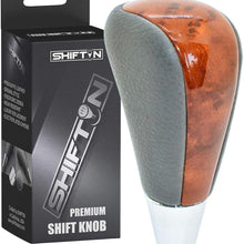 SHIFTIN Leather Wood Gear Shift Knob for Toyota Avalon Yaris 4Runner Land Cruiser Sienna Camry Solara Tacoma and Lexus ES300 ES330 GS300 GS400 GS430 (Tan Beige Leather)