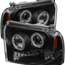 Spyder 5010544 Ford F250/350/450 Super Duty 05-07 Projector Headlights - LED Halo- LED (Replaceable LEDs) - Black - High H1 (Included) - Low H1 (Included)