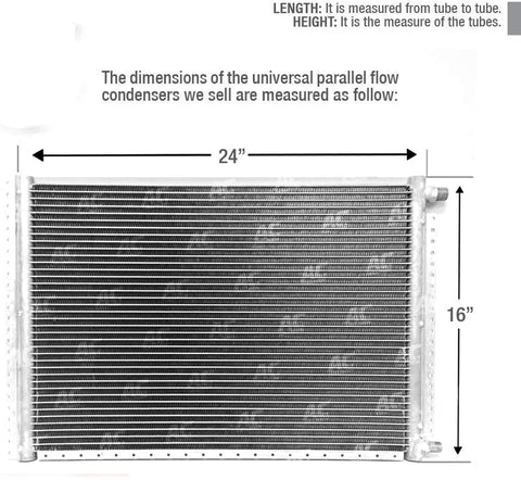 CNFP1624 AC A/C Universal Condenser Parallel Flow 16 x 24 O-ring #6 & #8