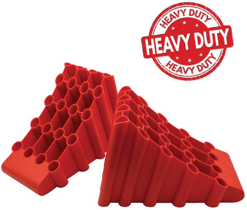 SECURITYMAN RV and Trailer Wheel Chocks (2 Pack) - Supports 36,000lbs and Odor Free - Highly Visible Tire Chocks with Non Slip Traction Design and Handle - Built Tough for All Weather and Surfaces