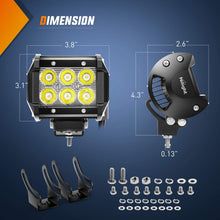 Nilight 20Inch 126W Flood Combo Road Light Bar 2PCS 18w 4Inch Spot LED Pods with Wiring Harness Kit, 2 Years Warranty