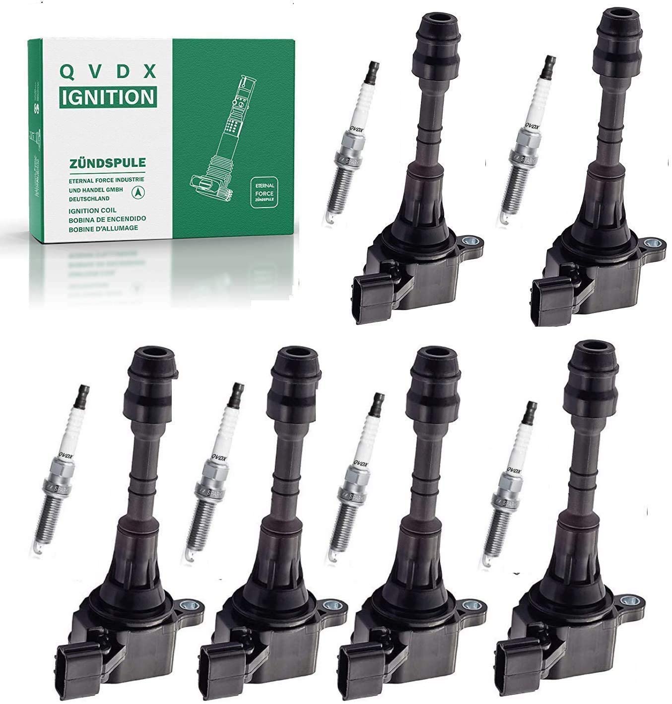 High Power Iridium Spark Plugs and Ignition Coil Pack of 6. Compatible with 2002-2012 Nissan Maxima Murano 350z Quest Altima Infiniti Q4 G35 FX35 UF349