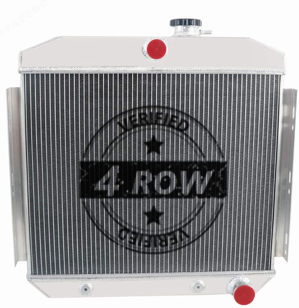 CoolingSky 4 Row All Aluminum Radiator for 1955-57 Chevy Bel Air &Del Ray &Nomad 150 210 Series 6Cyl 8Cyl
