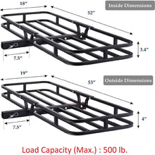 Orion Motor Tech 53x19x4-1/8 Hitch Mount Steel Cargo Carrier Luggage Basket Compatible with RV's, Trucks, SUV's, Vans, Cars Capacity for 2" Hitch Receiver - 500-lb Load Capacity