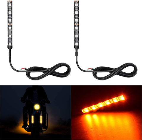 Nilight 2PCS 6-5050-SMD Waterproof Flexible Turn Signal Backup License Plate Universal Amber Lights Strip Universal for Motorcycle ATV UTV, 2 Years Warranty