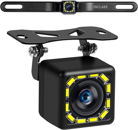 Car Backup Camera, Rear View Camera Ultra HD 12 LED Night Vision,Waterproof Reverse Camera 140° Wide View Angel with Multiple Mount Brackets for Universal Cars,SUV,Trucks,RV and More (HD)