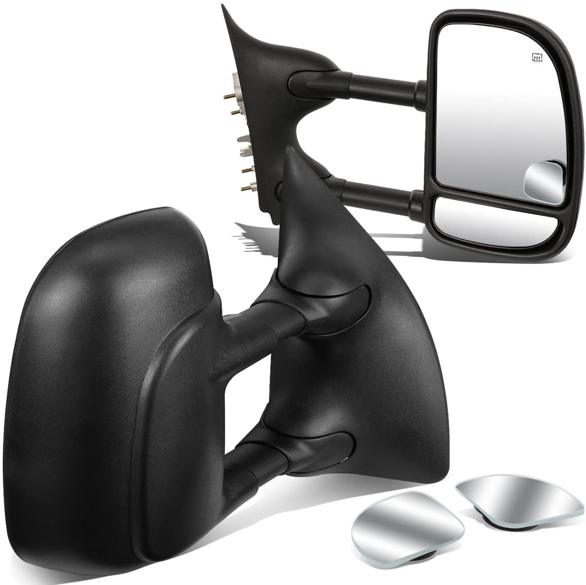 DNA Motoring TWM-004-T111-BK+DM-074 Pair of Towing Side Mirrors + Blind Spot Mirrors