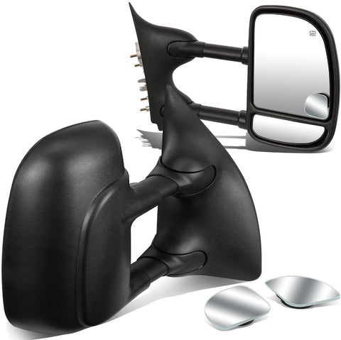 DNA Motoring TWM-004-T111-BK+DM-074 Pair of Towing Side Mirrors + Blind Spot Mirrors