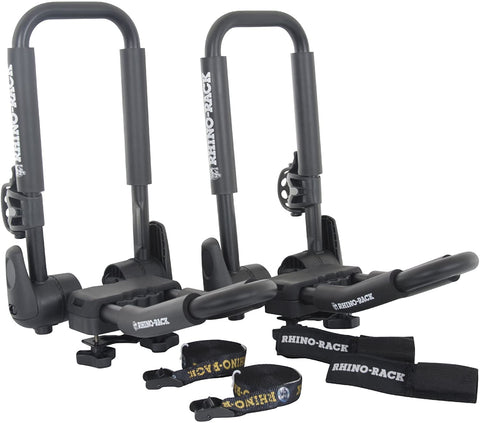 Rhino Rack Kayak & Canoe Carrier, Folding J-Style with Universal Mounting Bracket, Easy Use & Fitment, Heavy Duty; for All Vehicles; 4WD, Pick Up Trucks, SUV's, Wagon's, Sedan's; Lightweight, Black