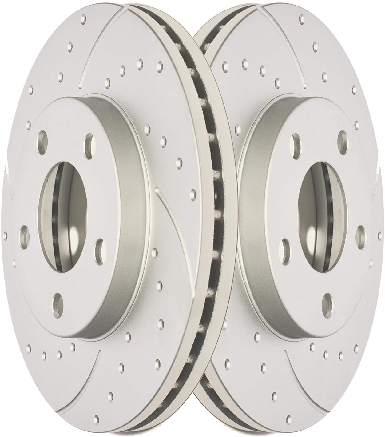 Front Premium Anti Rust Geomet Coated Drilled and Slotted Brake Rotors MAXG23632RDS