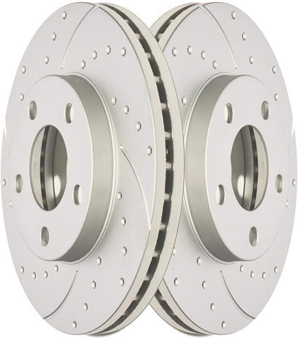 Front Premium Anti Rust Geomet Coated Drilled and Slotted Brake Rotors MAXG23632RDS