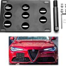 Xotic Tech for Alfa Romeo Giulia 2017+ Black Front Bumper Tow Hook License Plate - No Drill Mounting Bracket Adapter Kit