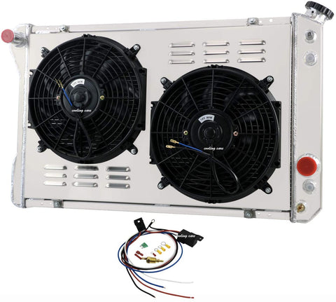 CoolingCare 3 ROW Radiator +Shroud +2x12''Fan for 1982-92 Chevy Camaro/Pontiac Firebird V6 V8