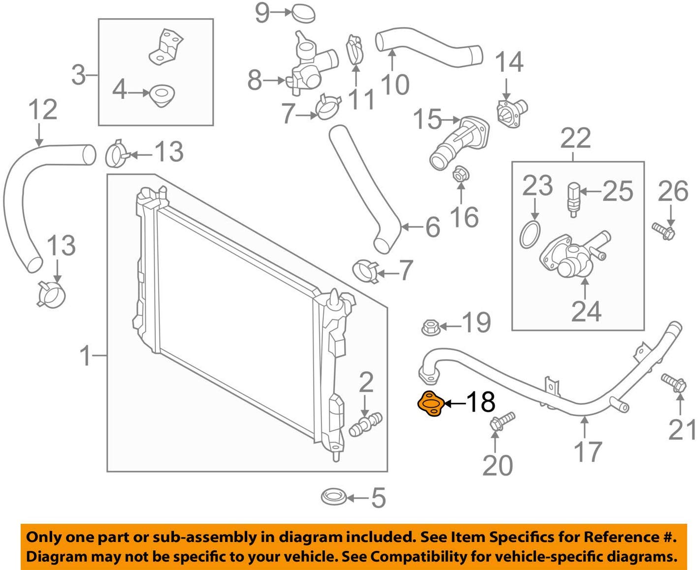 Hyundai 25452-2B000, Engine Coolant Pipe Gasket