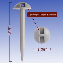 AdvenGO 10 Strong Polypropylene Stake Set for Grass, Soil - Anchoring Blankets, Patio Rugs, Camping Tents, Tarps, and RV Mats - Easy to Use, Outdoor Lawn and Garden Stakes - (Silver)