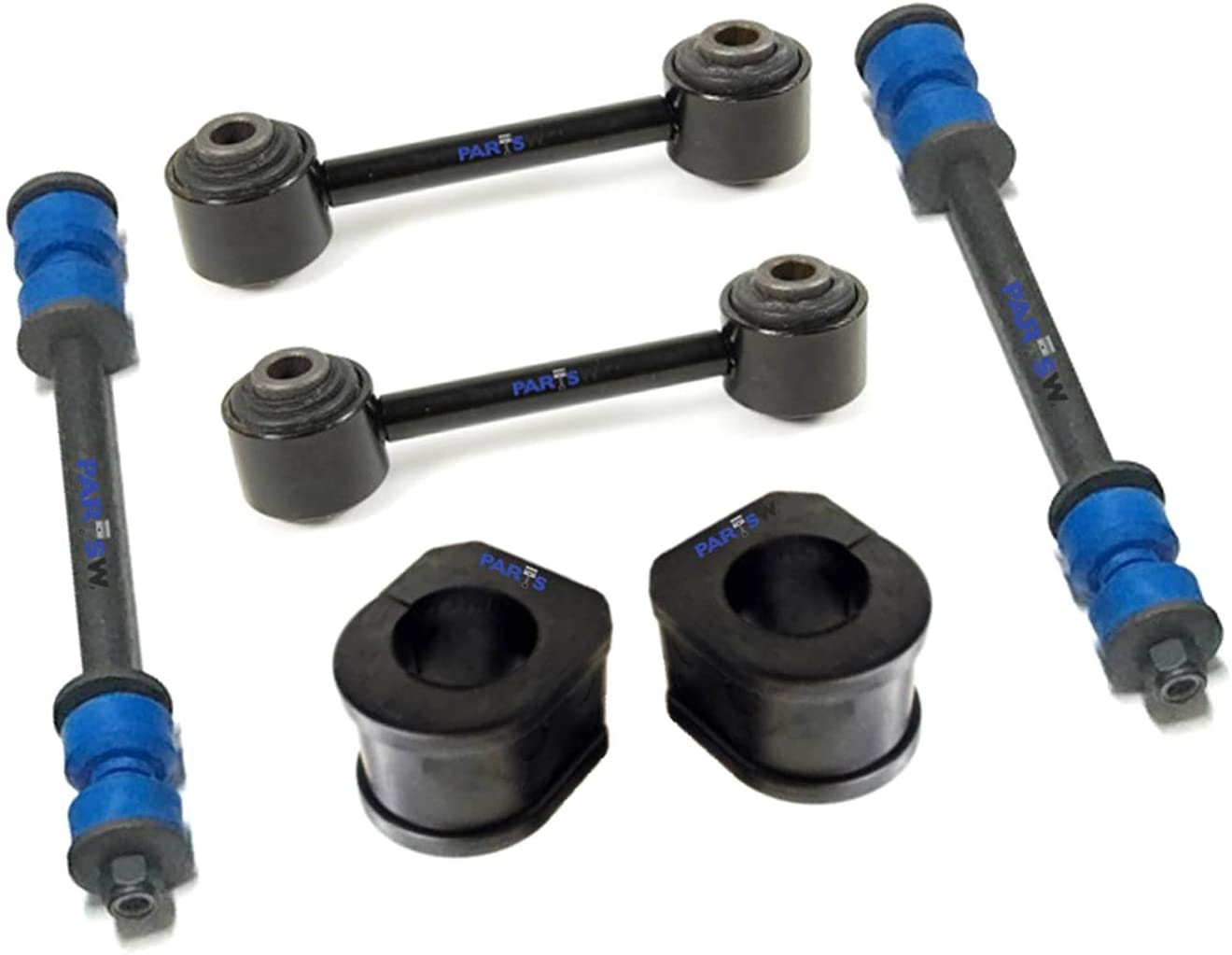 PartsW 6 Pc Suspension Kit for Cadillac Escalade/Chevrolet Blazer, Tahoe, GMC K1500 Suburban, Yukon/Front Sway Bar Frame Bushings 31.75mm (1.25 inch) / Rear & Front Sway Bar End Link