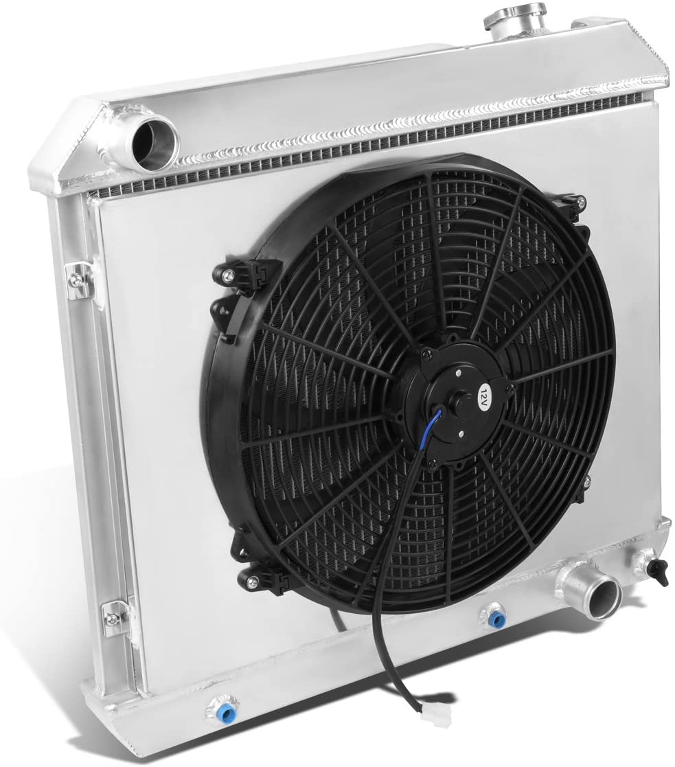 DNA Motoring RA+FS-CHEVYT63-3 3-Row Aluminum Radiator with Fan Shroud