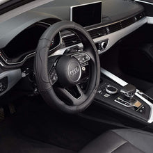 KAFEEK Steering Wheel Cover, Universal 15 inch, Microfiber Leather, Anti-Slip, Odorless, Black Lines