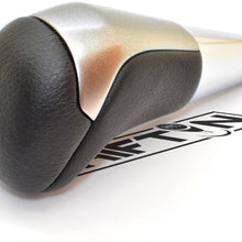 SHIFTIN Black Leather Gray Chrome Gear Shift Knob fit for Toyota Land Cruiser Fortuner Tundra and Lexus LX (Black Leather / Gray Chrome)