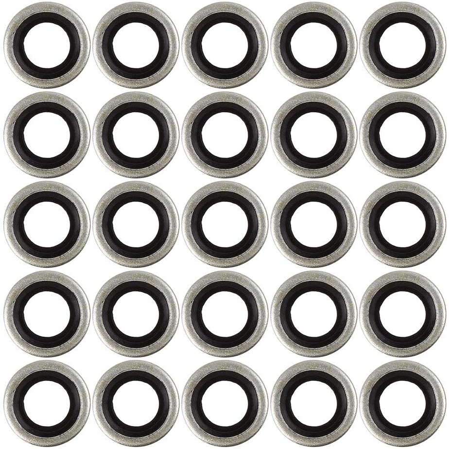 X AUTOHAUX 25pcs 9x16x2mm G1/8 BSP Car Engine Oil Drain Crush Flat Bonded Washer Seal Gaskets
