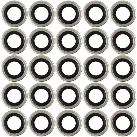 X AUTOHAUX 25pcs 9x16x2mm G1/8 BSP Car Engine Oil Drain Crush Flat Bonded Washer Seal Gaskets