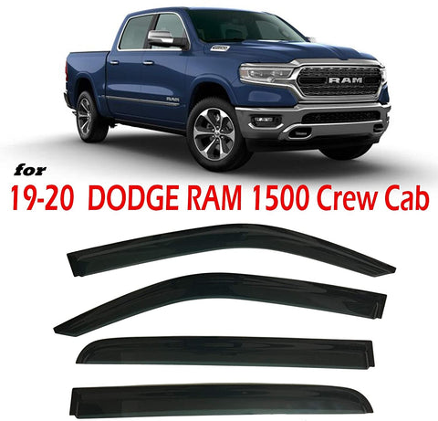 Optimal Co 2019 2020 Smoke Tinted Side Window Vent Visor Deflectors Rain Guards fit for Dodge Ram 1500 Crew Cab Only - 4 Piece Set