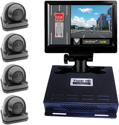 Weivision Hd 1080P 360 Degree Bird View Car DVR Recording Panoramic View All Round Rear View Camera for Bus Truck School Bus Fire Engine Touring Van Motor Caravan